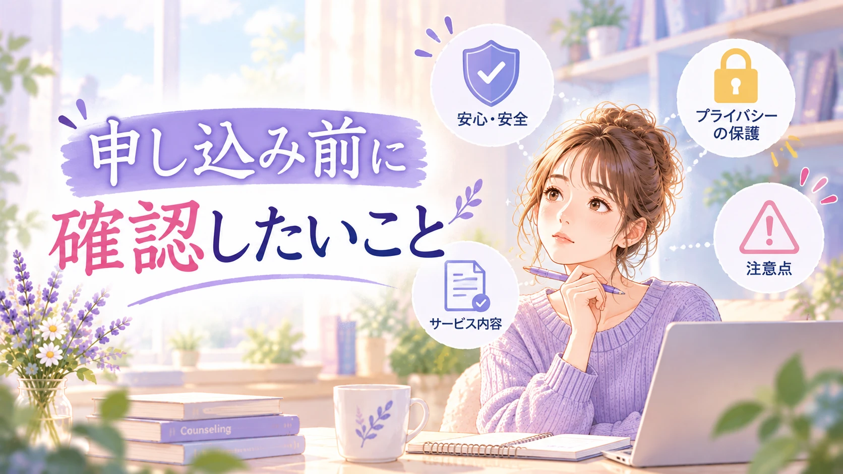 申し込み前に確認したいことを表すイメージ画像