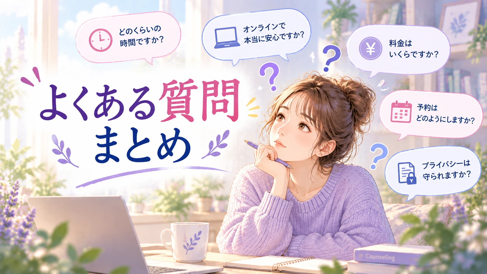 オンラインカウンセリングのよくある質問まとめイメージ画像